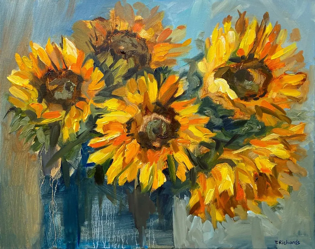 Five Sunflowers by Taisiia Richards